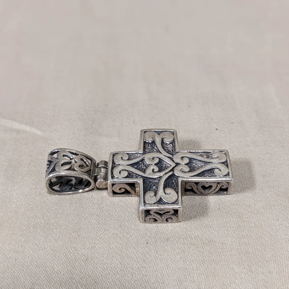 Vintage Sterling Silver Christian Cross Reversible Two-sided Open Work Design